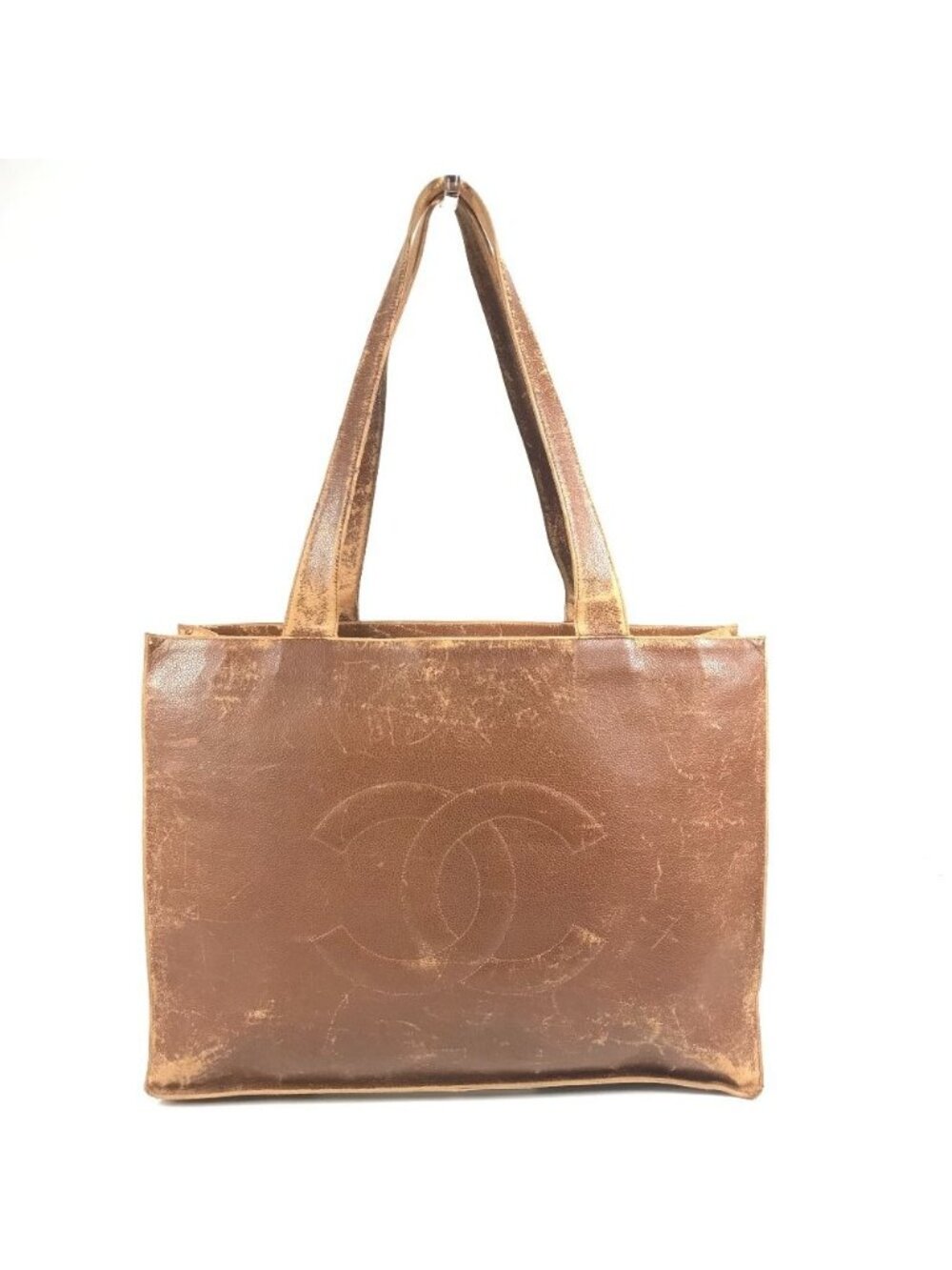 Chanel Shoulder Bag CC Logo Jumbo CC Big Leather Brown